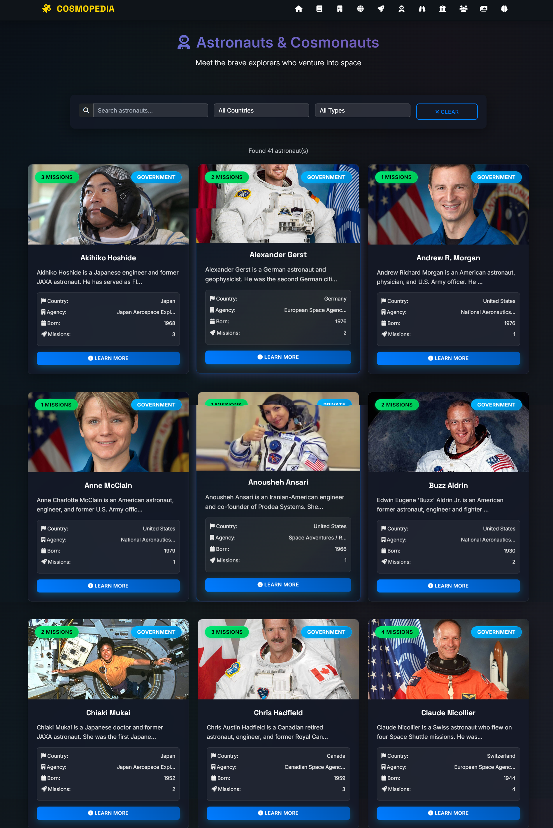 CosmoPedia - Astronauts